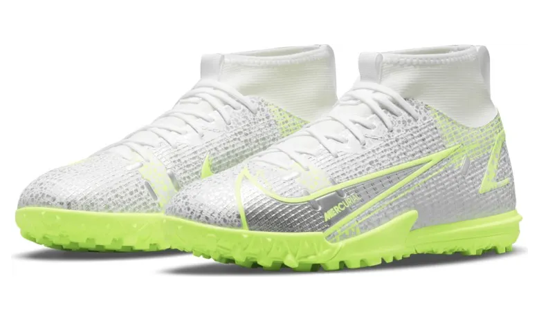 Nike Jr. Mercurial Superfly 8 Academy TF Fußballschuh für Kunstrasen für jüngere/ältere Weiß (CV0789-107)