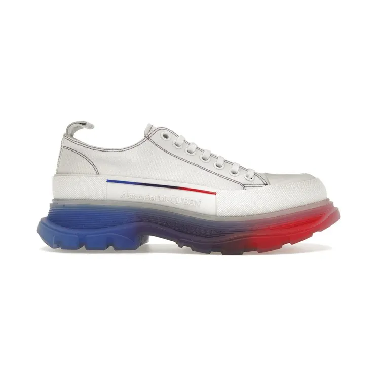 Alexander McQueen Tread Slick Low Lace Up Clear Sole White Off-White Bright Red (705660 W4TGE 8994)