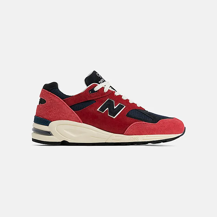 New Balance Red MADE in USA 990v2 Sneakers – “Chrysanthemum / Navy” (M990AD2)