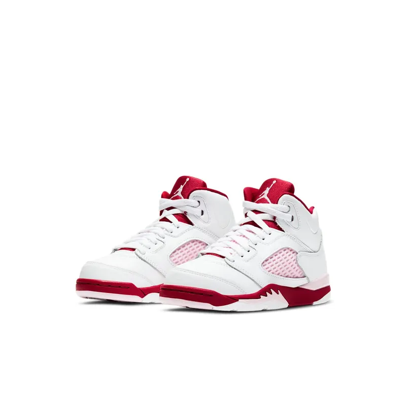 Jordan 5 Retro White Pink Red (PS) White/Pink Foam-Gym Red (440893-106)