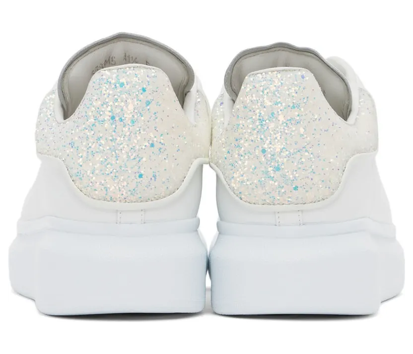 Alexander McQueen White & Navy Glitter Oversized Sneakers (558945WIB9T) (4)