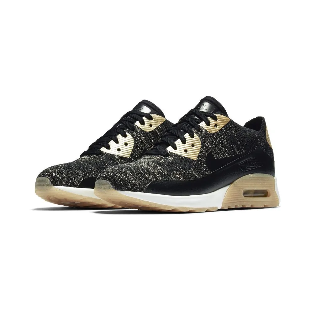 Nike Air Max 90 Ultra Flyknit Metallic Gold (W) Black/Metallic Gold-White (881563-001)