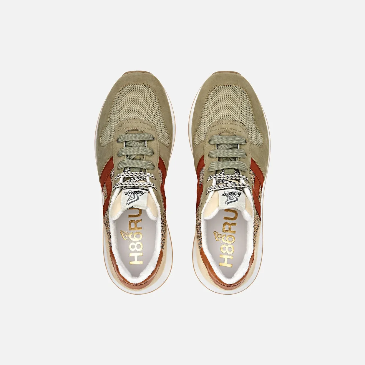 Sneakers Hogan H383 Green Ivory Orange (HXW4290CM40R5A0UAU) (3)