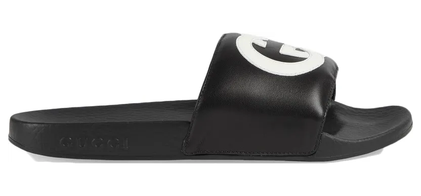 Gucci Slide Interlocking G Leather Black (W) (645770 0R0F0 1071)