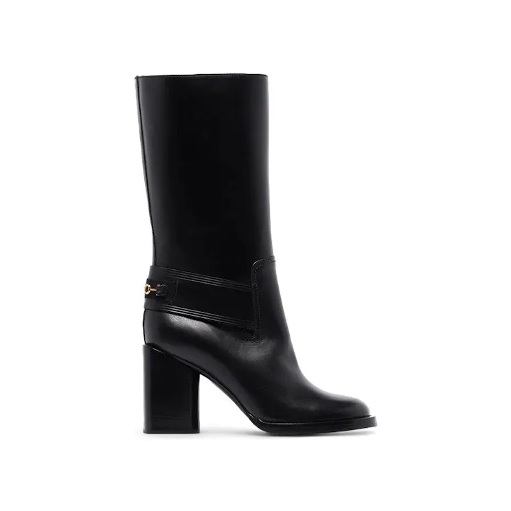 Ferragamo Gancio Horsebit 85mm Boots Black (01B198742934)