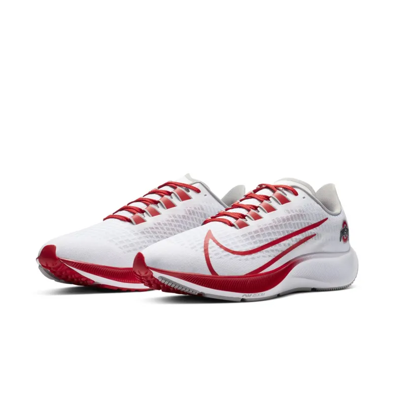 Nike Air Zoom Pegasus 37 Ohio State White/Pure Platinum-Pewter Grey-University Red (CZ5385-100)