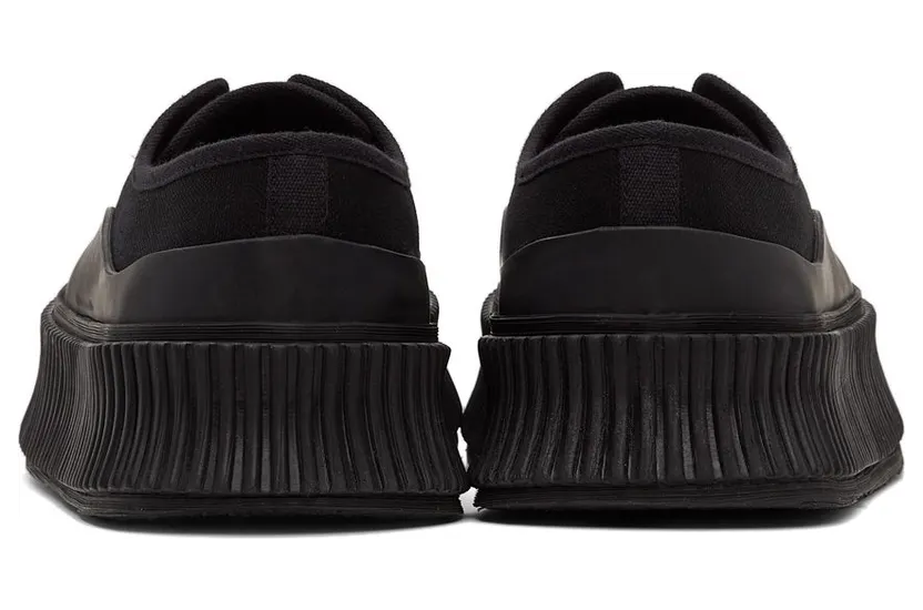 Jil Sander Black Canvas Platform Sneakers (JI36513A_14350) (4)