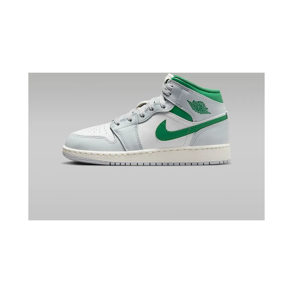 Jordan 1 Mid GS “White Pure Platinum Pine Green” (DQ8423-142)
