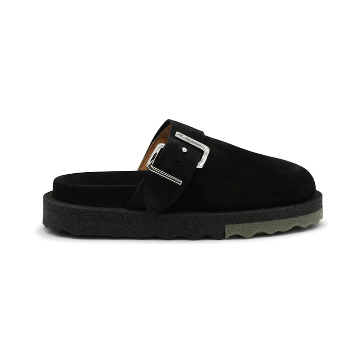 OFF-WHITE Spongesole Clogs Black Suede (OMIJ001C99LEA0011056)