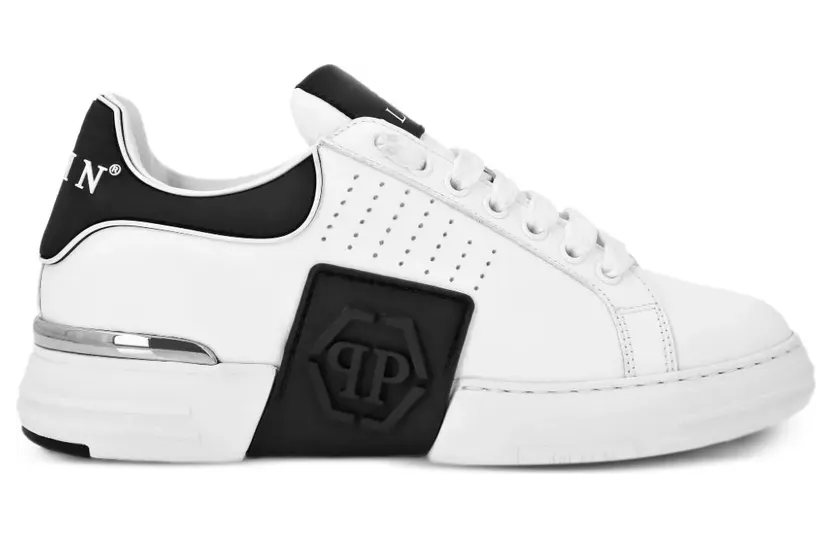 Philipp Plein Phantom Kick$ geperforeerde “White” (PAESUSC07750102WHITEBLACK)