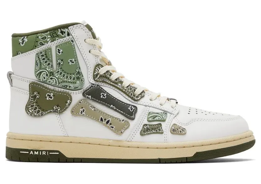 AMIRI White & Green Bandana Skel Hi Sneakers (PF22MFS032-790)