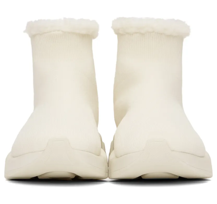 Balenciaga Off-White Sherpa Speed 2.0 Sneakers (669789 W2DI3) (2)