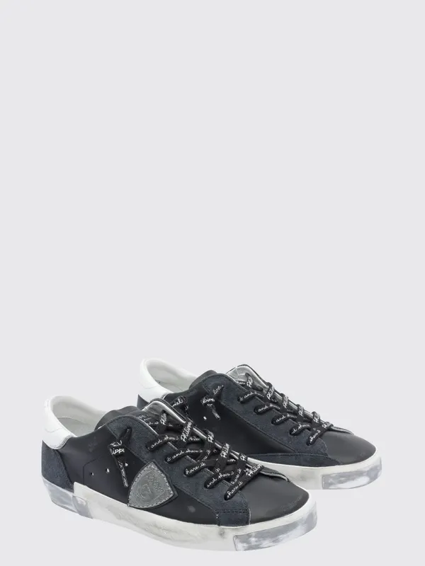 Philippe Model Prsx Bicolour Low-Top Calfskin Trainers with Shield Logo Black (PRLDMA01)