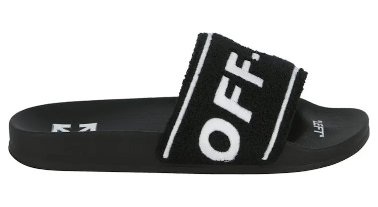 OFF-WHITE Logo-Embroidered Terry Slide Black White (IC001S22 MAT00 31001)