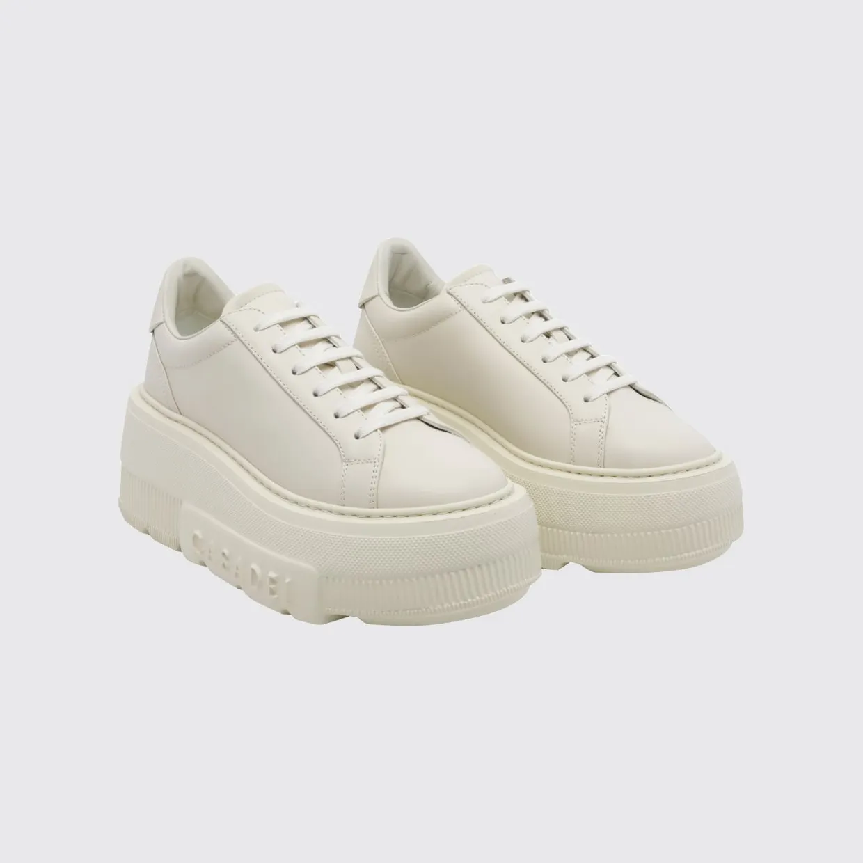 Casadei Nexus Smooth Leather Platform Wedge Sneakers White 1 (2X894U0701SALEN3206)