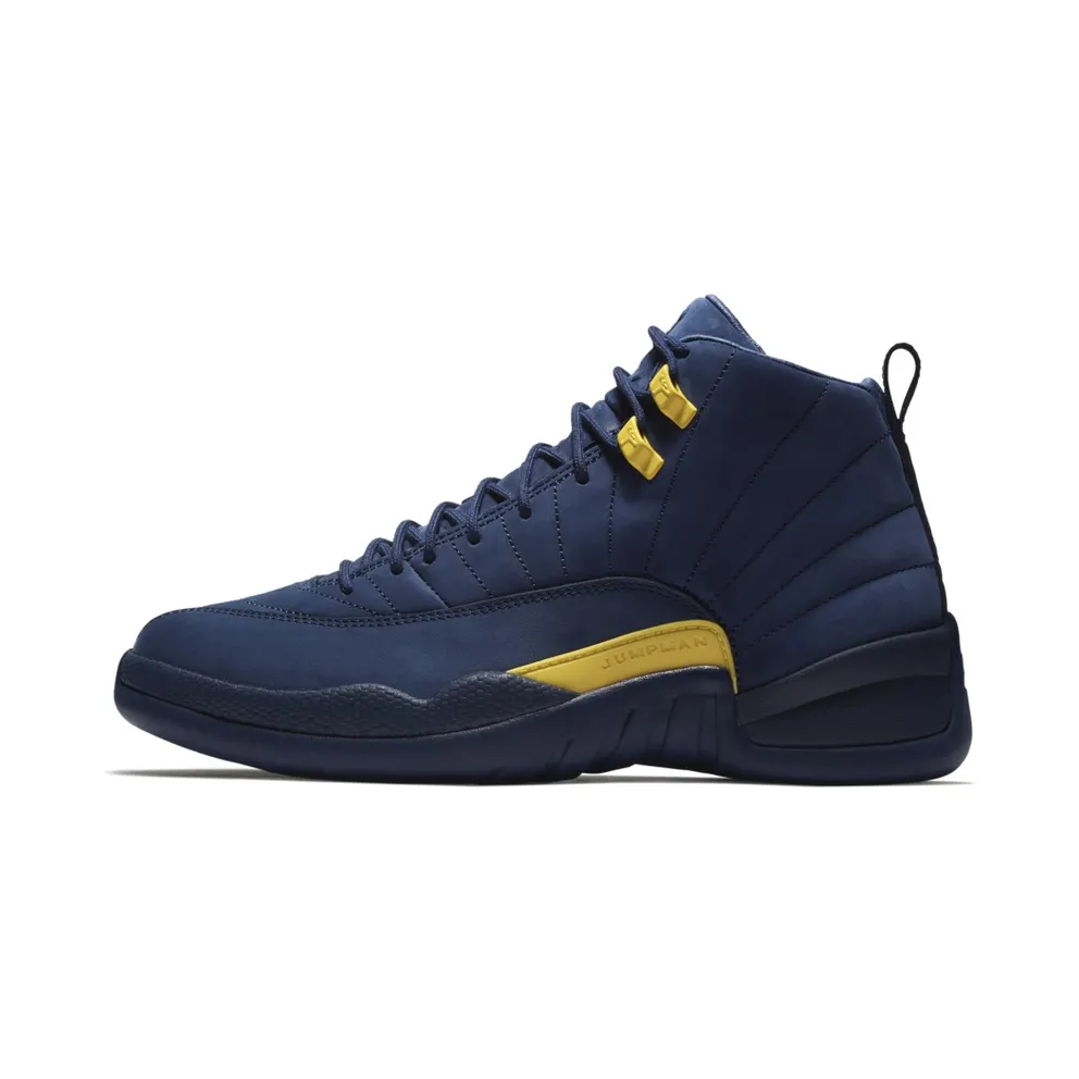 Jordan 12 Retro Michigan College Navy/Amarillo (BQ3180-407)
