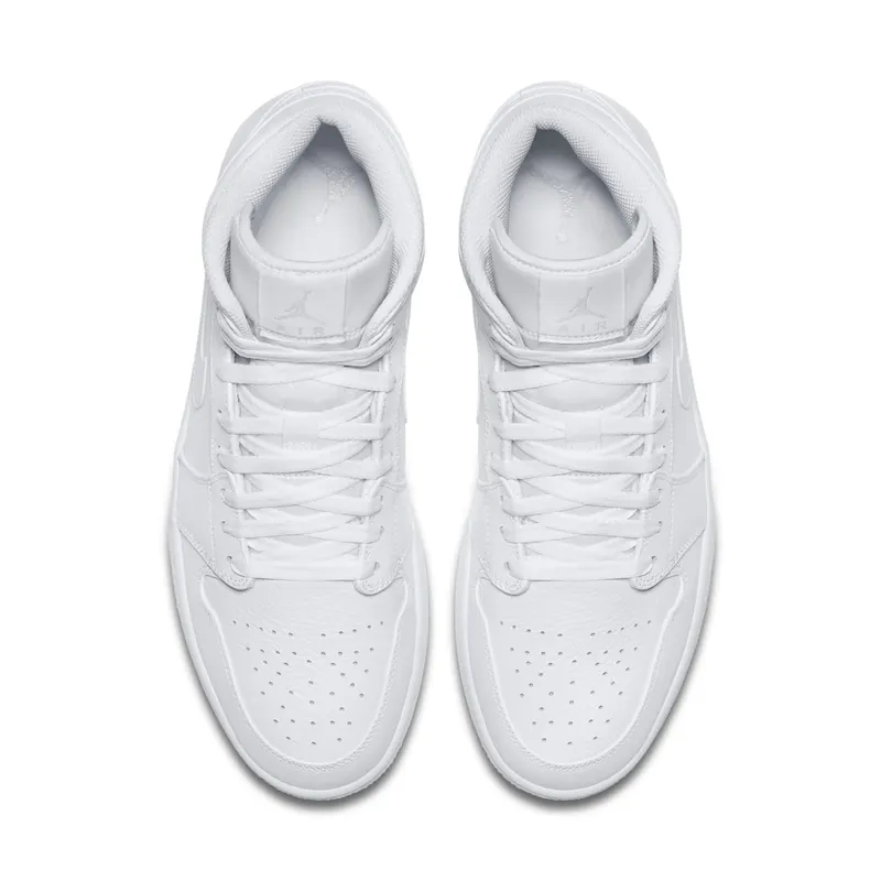 Jordan 1 Mid Triple White (2018) White/White-Pure Platinum (554724-109)