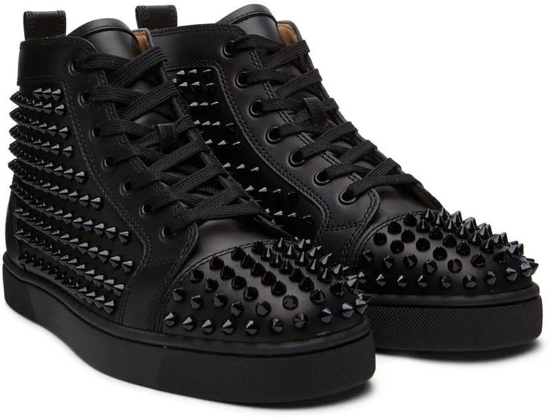Christian Louboutin Black Louis Spikes High-Top (1101083)