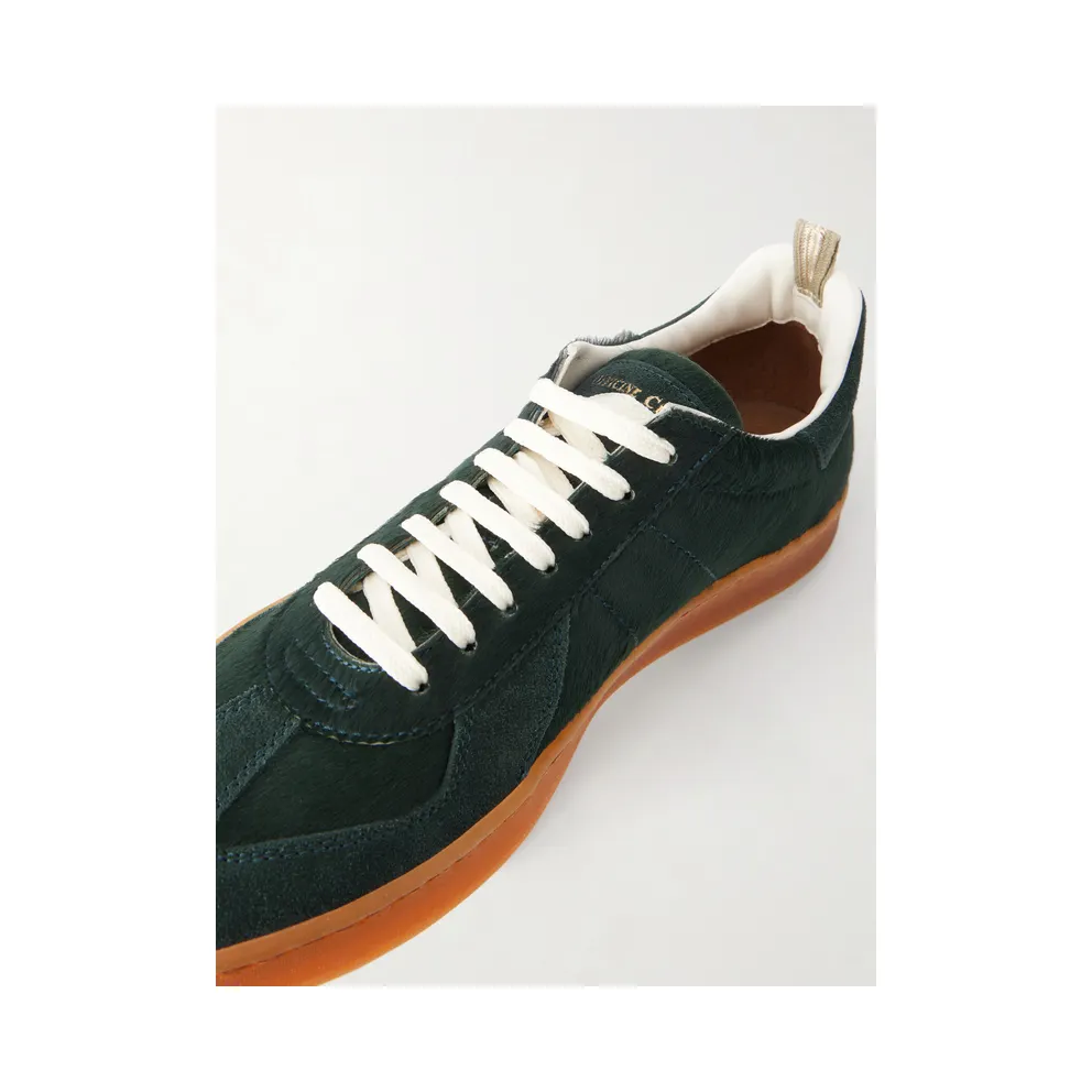 Officine Creative Militia 002 Suede-Trimmed Calf Hair Snakers Dark green (OCUMILI002-LC226)