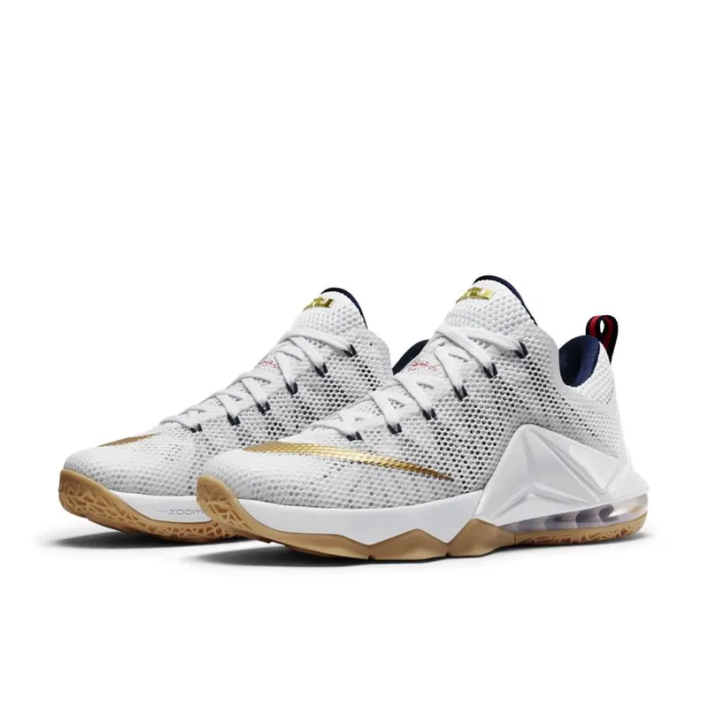 Nike LeBron 12 Low USA White/Midnight Navy/University Red-Metallic Gold (724557-174)