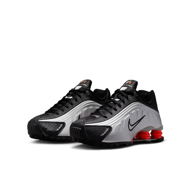 Nike Shox R4 GS “Metallic Silver Black Picante Red” (CW2626-005)