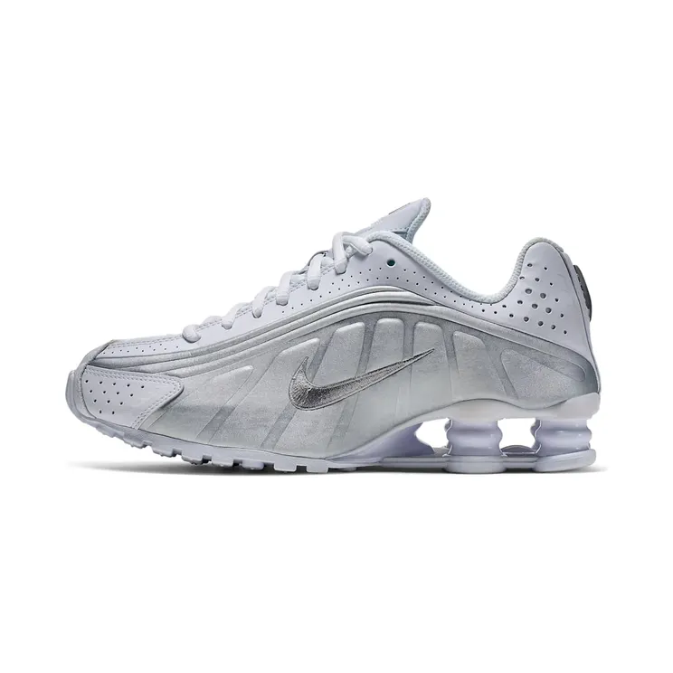 Nike Shox R4 White Metallic Silver (GS) “White / Metallic Silver / Bright Crimson” (BQ4000-100)