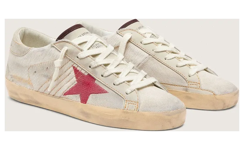 Golden Goose Women’S Super-Star Ltd In White Pony Skin With Red Suede Star (GWF01110.F008561.10350) (2)
