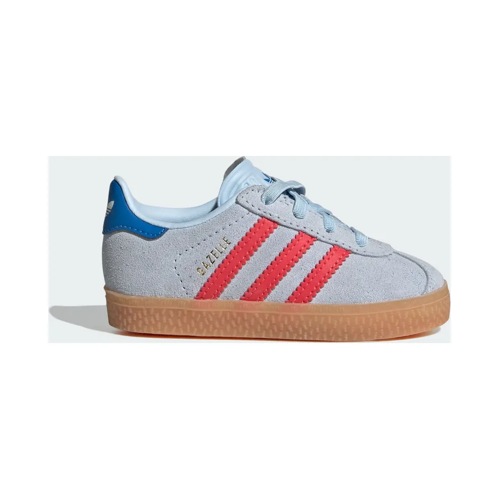 Adidas Gazelle Comfort Closure Elastic Laces Shoes Crystal Sky / Semi Lucid Red / Blue Bird (KI4037)