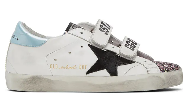 Golden Goose White Glitter Old School Sneakers (G36WS206.B6)