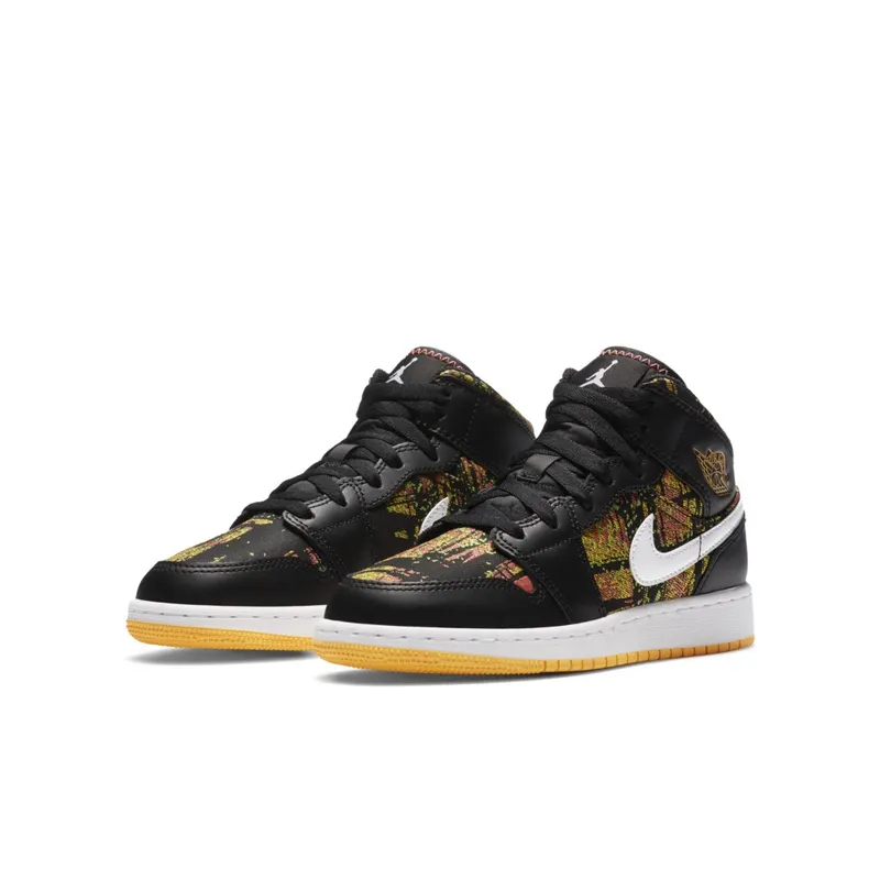 Jordan 1 Mid Black Laser Orange Bright Melon (GS) Black/Laser Orange-Bright Melon-White (555112-003)