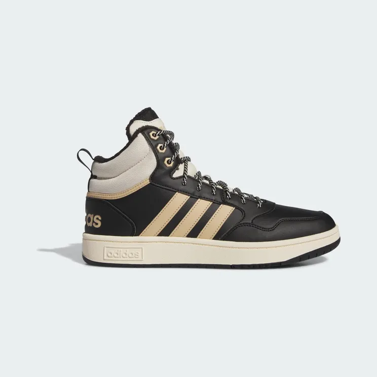 adidas Hoops 3.0 Mid Lifestyle Basketball Classic Fur Lining Winterized “Core Black / Magic Beige / Wonder White” (IG7927)