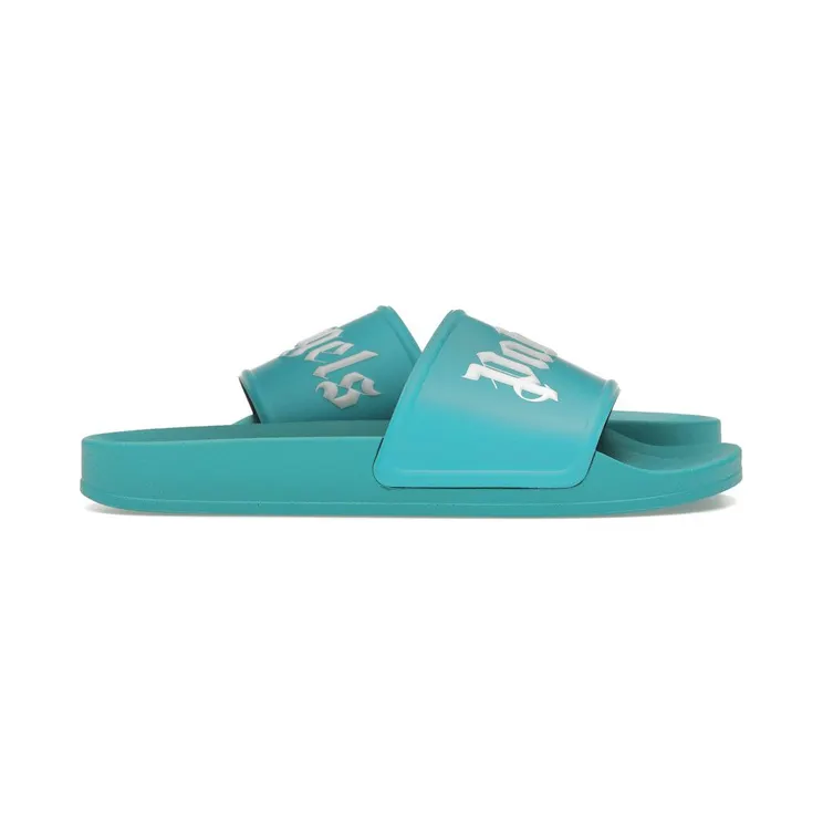 Palm Angels Logo Pool Slides Light Blue (PMIC001S23PLA0014001)