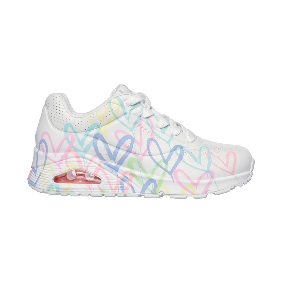 Skechers x JGoldcrown: Uno – Spread the Love – White / Pink Turquoise (155507 WPTQ)