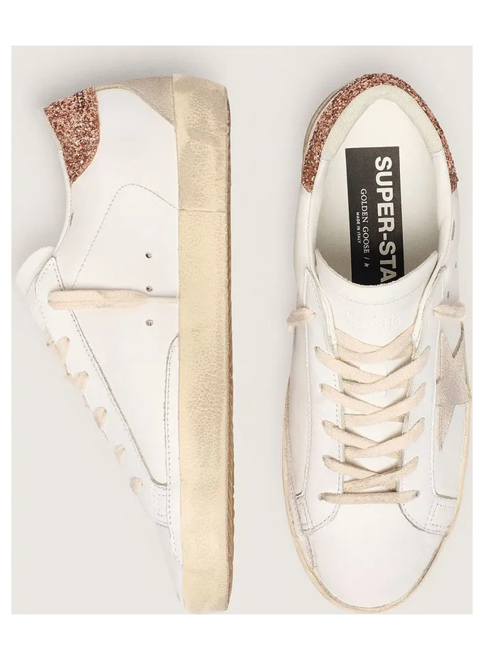 Golden Goose Super-Star With A Suede Star And Peach-Pink Glitter Heel Tab (GWF00102.F004489.11471) (4)