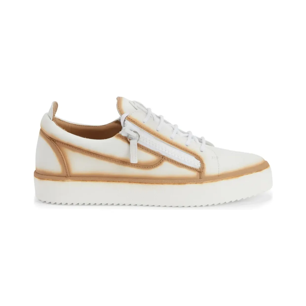 Giuseppe Zanotti Frankie mit Ziernähten und doppeltem Reißverschluss “White” (RM40032004)