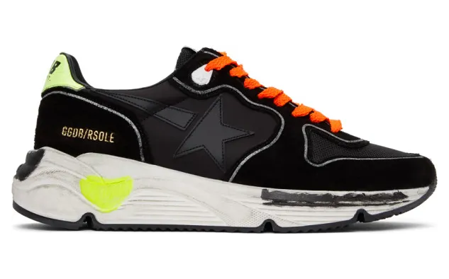 Golden Goose Black and Yellow Running Sole Sneakers (GMF00126.F000654.901)