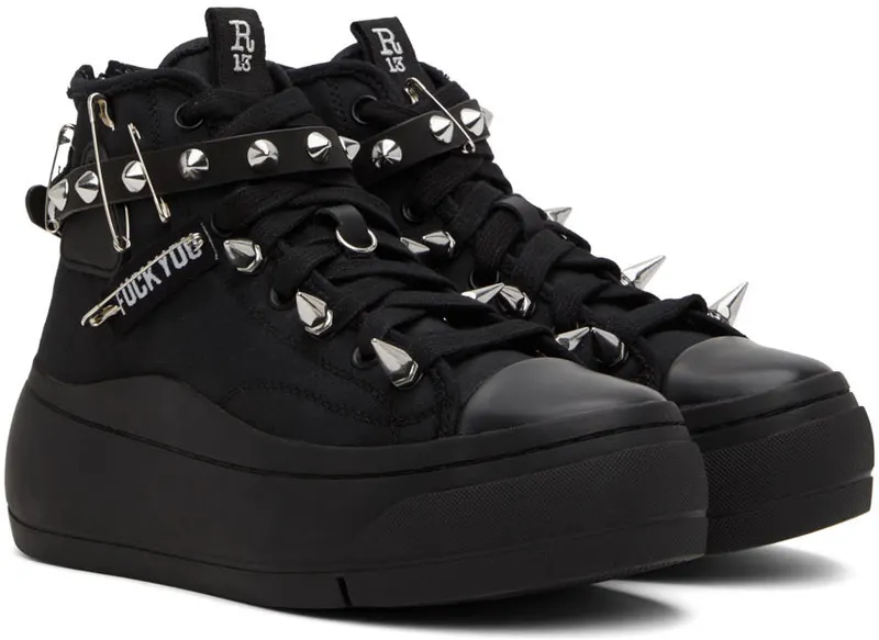 R13 Black Studded Kurt High-Top (R13MS5029-S001C)