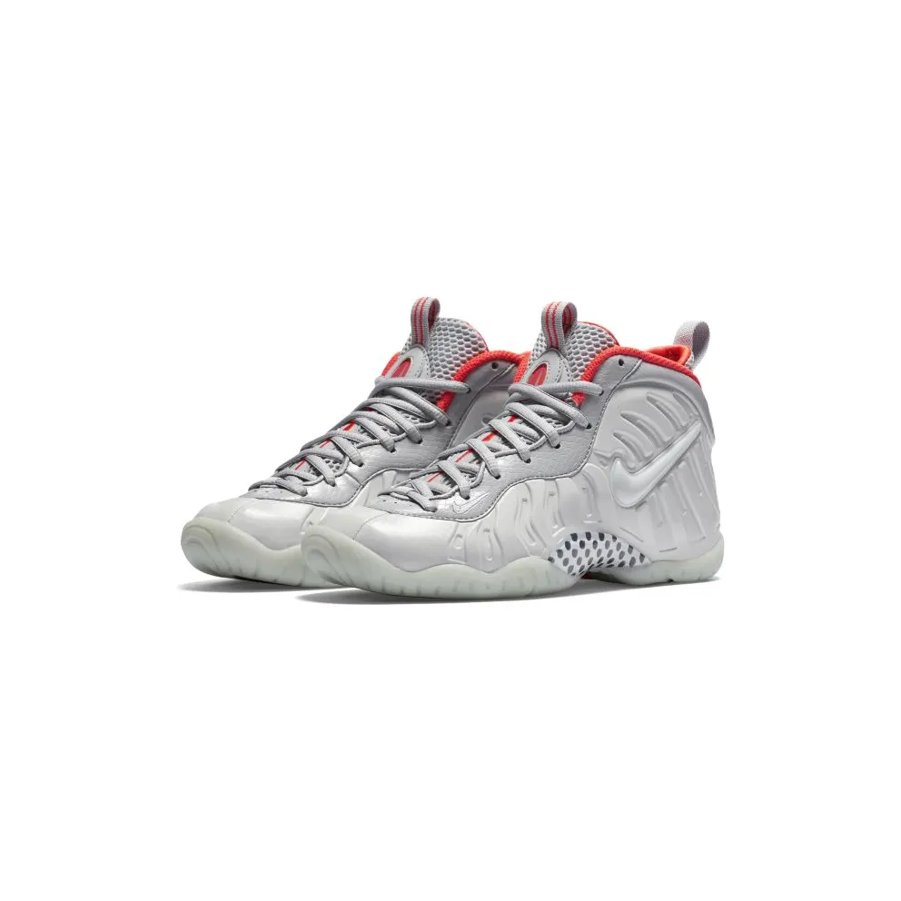 Nike Air Foamposite Pro Pure Platinum (GS) Pure Platinum/Pure Platinum-Wolf Grey-Bright Crimson (644792-005)