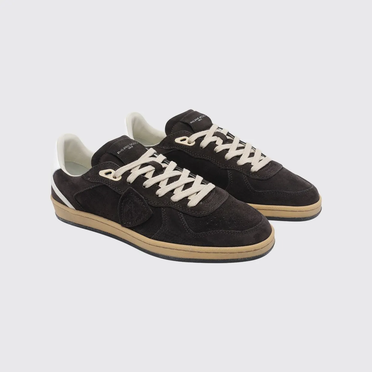Philippe Model Pgal Suede Calfskin Low-Top Sneakers with Perforated Toe Brown (PGLUD004)