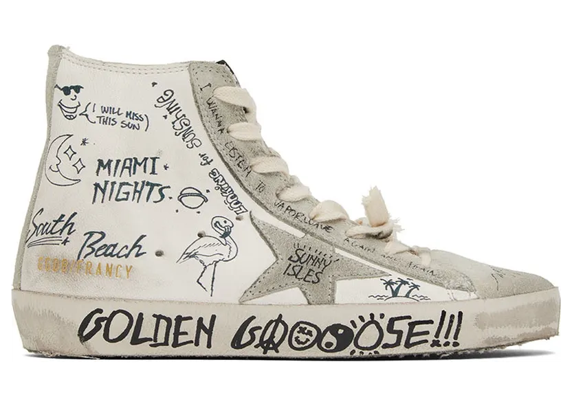 Golden Goose White & Gray Francy Classic High-Top Sneakers (GMF00113.F002669.10220)