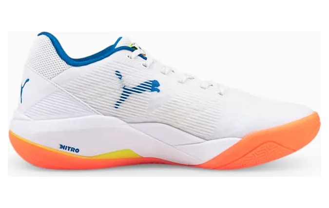 Puma Eliminate Power Nitro handbalschoenen Wit/Blauw/Geel (106460-03)