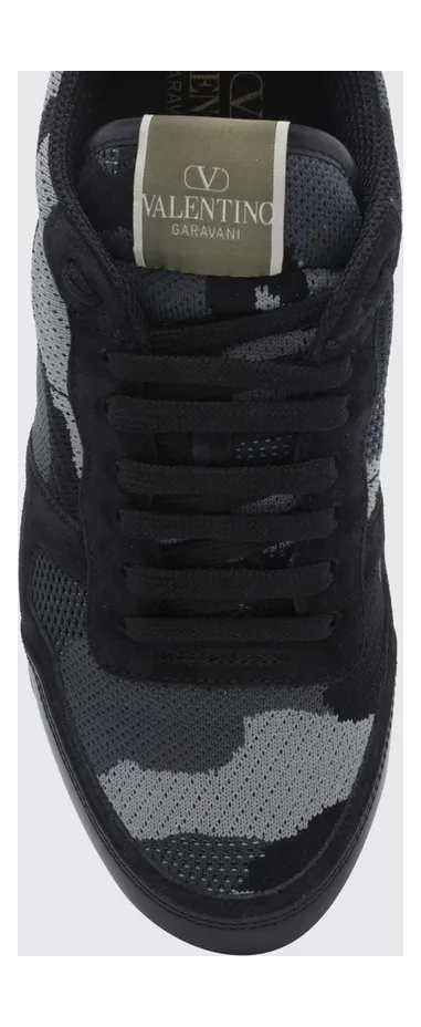 Valentino garavani Rockrunner Camouflage Leather and Mesh Sneakers Black (S0723QRK52V) (3)