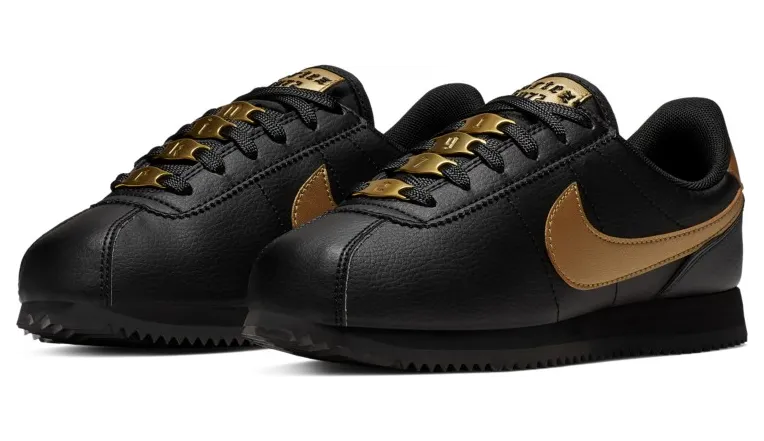 Nike Cortez Basic Black Metallic Gold (GS)