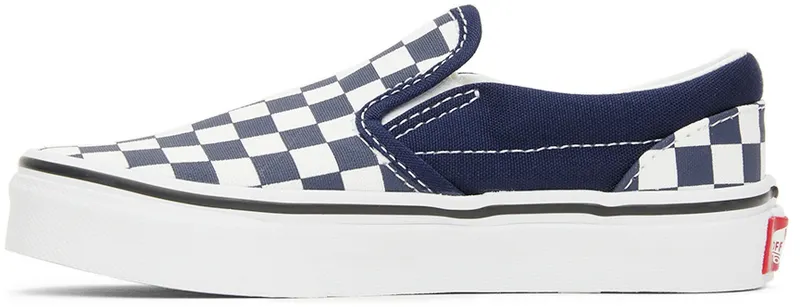Vans Kids Navy & White Checkerboard Classic Slip-On Little Kids Sneakers (VN0A7Q5GARY1)