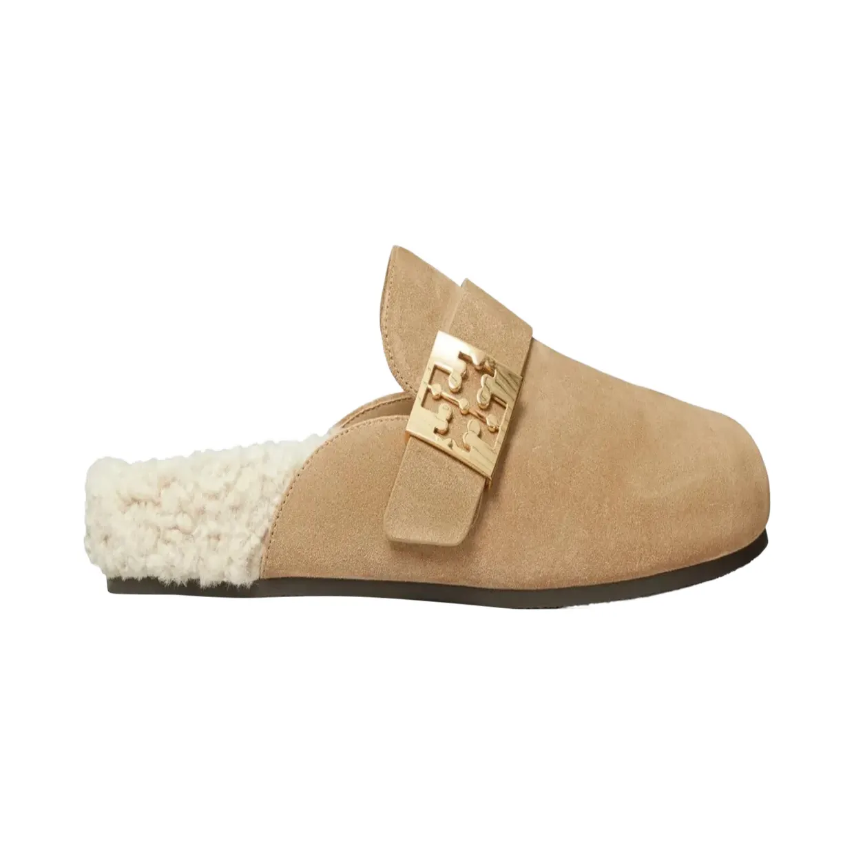 Tory Burch Mellow Shearling Mule “NOISETTE/TAUPE/GOLD” (163612-250)