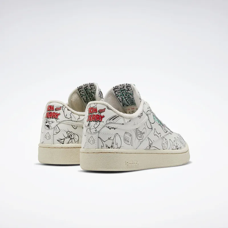 Reebok Club C Tom & Jerry All-Over Chalk/Paper White-Excellent Red (Other Brands Other)