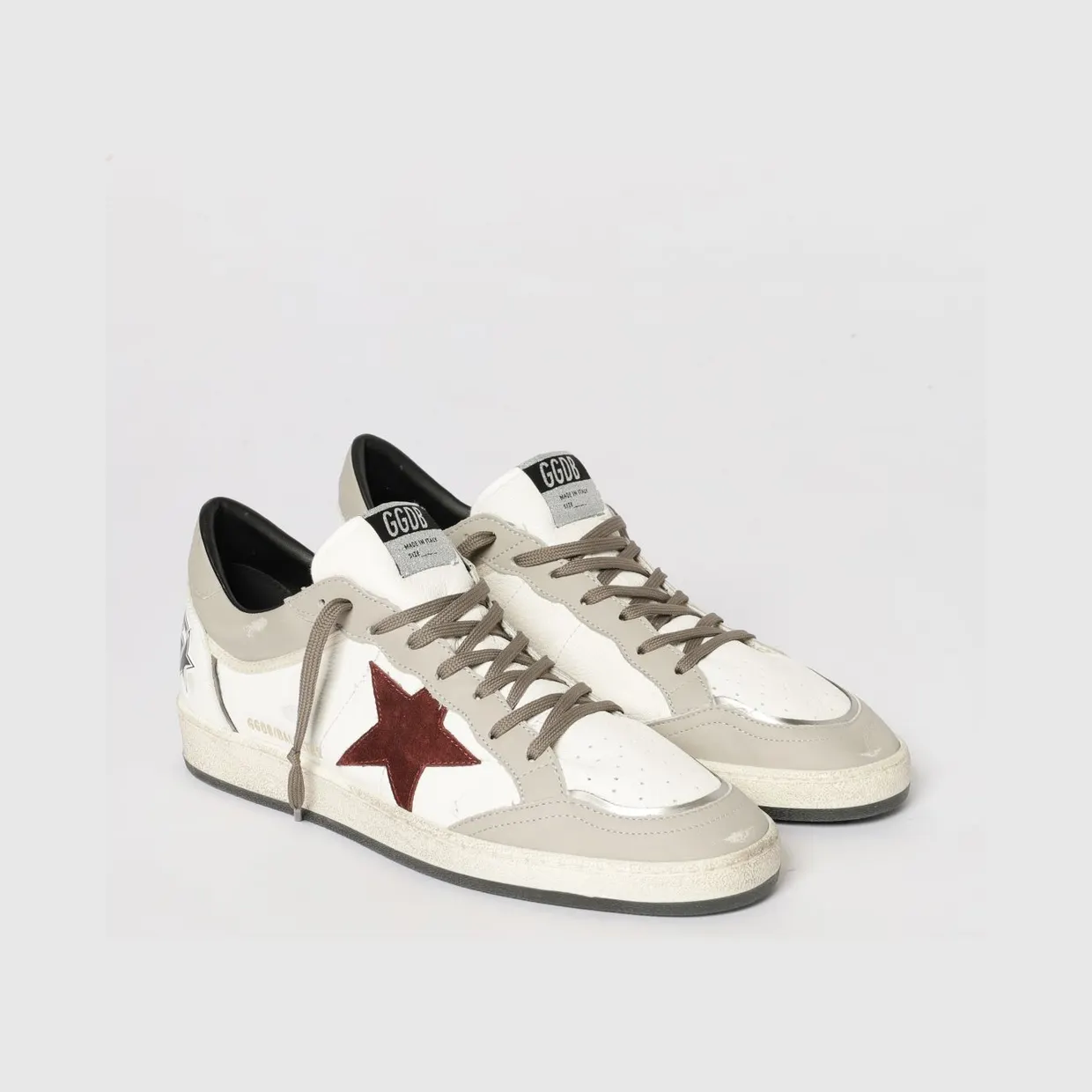 Golden goose Ball Star Used Leather and Suede Sneakers White (GMF00832F00815883255)