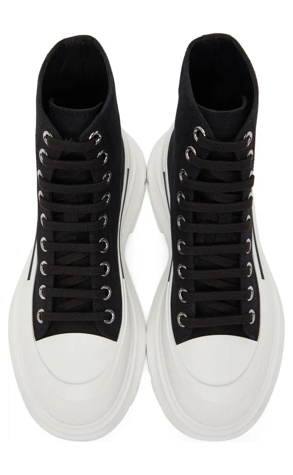 Alexander McQueen Black & White Tread Slick High Sneakers (611706W4MV2) (5)