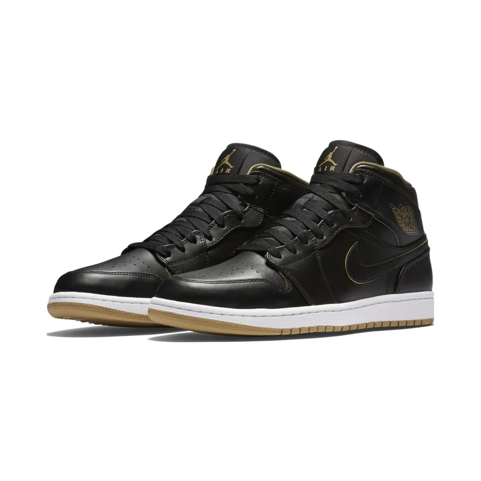 Jordan 1 Retro Mid Black Metallic Gold Black/Black-Metallic Gold-White (554724-042)