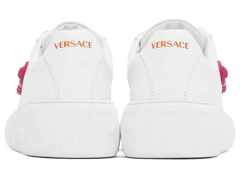 Versace White & Pink Safety Pin Sneakers (1004184_1A03536_1W260) (2)